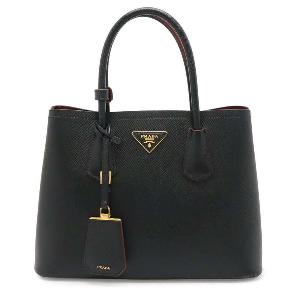 PRADA Double Doublé Small Bag Handbag, Bicolor Leather, NERO Black, Purchased...